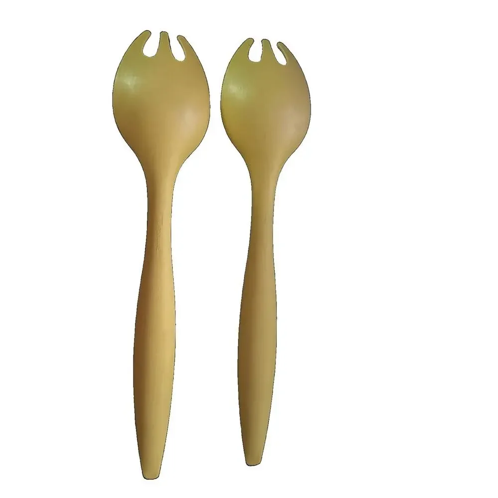 VTG 70s Tupperware Salad Tongs HARVEST GOLD Retro Utensils Sporks Set Of 2